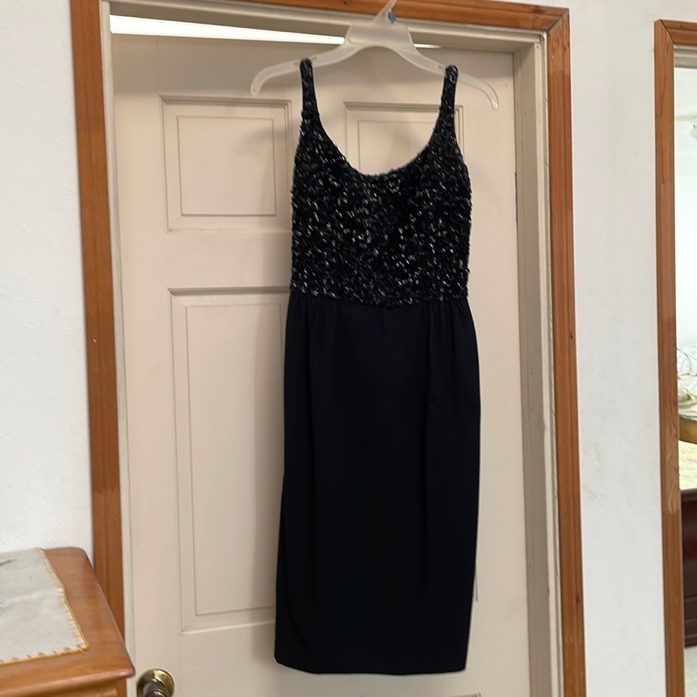 Vintage 1950s Rockabilly Black Sequins Cocktail Dress Sz: XS-1-2 P W:23”-24”